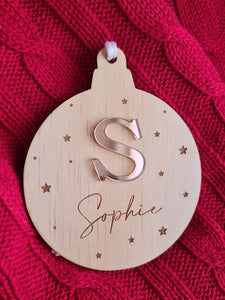 Christmas tree decoration with lettering